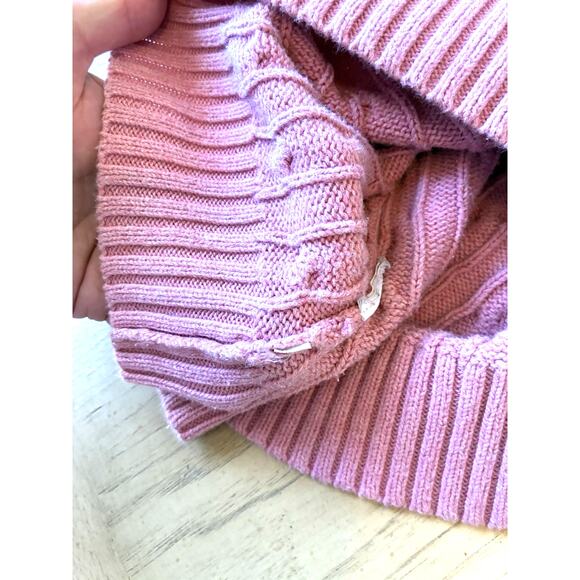 Y2K Tommy Hilfiger Cable Knit Sweater Chunky Pink Academia Preppy Barbie Women L - Picture 9 of 10
